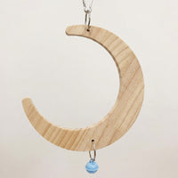 Parrot Swing and Parrot Perch with Large Moon Swing, Large Flower Mirror Cage Toy, Fir Wood Bird Swing and Wooden Perch for Small Pet Birds