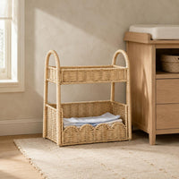 Woven Storage Rack Freestanding Rattan Storage Rack Boho Farmhouse Look