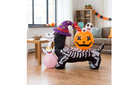 Halloween Inflatable Skeletal Dachshund Outdoor Inflatable Dachshund with Pumpkin Blow-up Spooky for Lawn, Porch