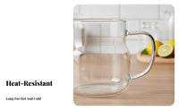 High Temperature Resistant Large Capacity Borosilicate Glass Cup Microwave Safe Large Handled Glass Cup Polished Rim for Daily Use, Home