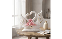 Glossy Ceramic Swan Figurine Gold-Trimmed Swan Ornament Floral Decor Sculpted for Living Room, Bedroom, Reception, Hotel