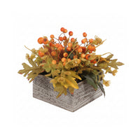 Flower Centerpiece with Wooden Box Faux Artificial Flower Centerpiece Decorative Table Decoration for Thanksgiving