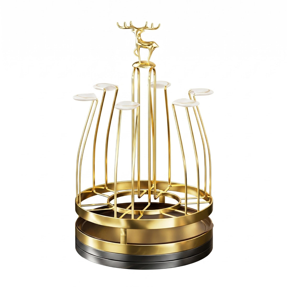 Rotating Cup Stand 360 Degree Rotation 6 Slot Cup Holder Drips Drainage Household Storage for Kitchen Countertop