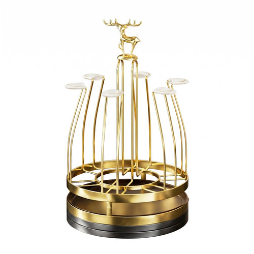 Rotating Cup Stand 360 Degree Rotation 6 Slot Cup Holder Drips Drainage Household Storage for Kitchen Countertop