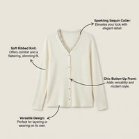 Long Sleeve Top for Plus Size Women with Sequin V-Neck Detail, Business Casual Pullover Style Blouse for Office Wear, Dressy with Extended Sizing