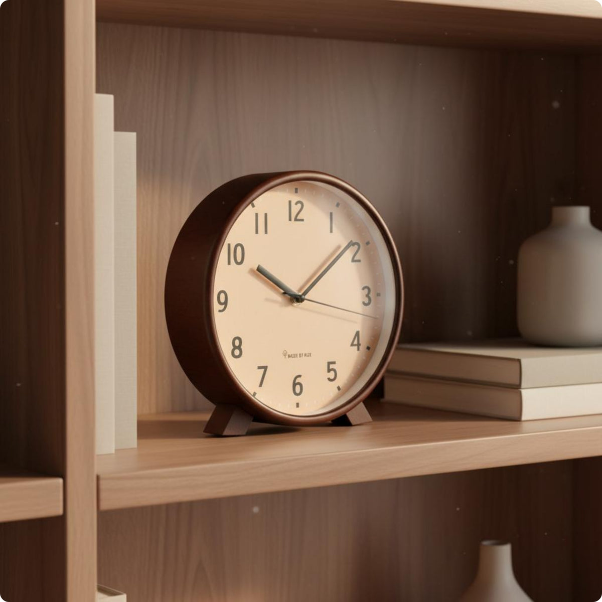 Wooden Mantel Timepiece Easy to Place Home Decor Battery Powered for Bookshelf