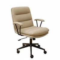 Upholstered Swivel Chair Padded Armrests Upholstered Roller Chair for Adults