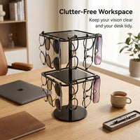 Acrylic Sunglasses Organiser, 2-Tier Rotating Display Stand, Clear Desktop Eyewear Holder for Retail