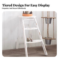 3-Tier Ladder Shelf Weather-Resistant A-Frame Ladder Shelf Easy Assembly