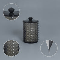 Qtip Holder Acrylic Vanity Organizer with Lid Diamond-Texture Swab Holder for Washroom Counter, Dressing Table