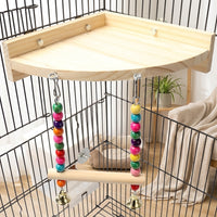 Bird stand with Perch, Swing and Wood Stand for Parakeets Cockatiels, Screw on Cage Bar for Medium Birds and Lovebirds