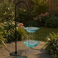 Solar Powered Bird Bath Fountain Cascading Water Solar Hanging Bird Bath