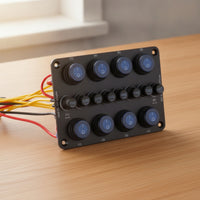 DC Switch Panel with Fuses 8-Gang Rocking  Switch Panel Overload Protection for DIY Electricians