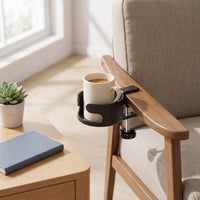 Screw-Tightened Desk Cup Holder with Clamp Adjustable Clamp-on Cup Holder Sturdy Heavy-Duty for Students, Dorm Room