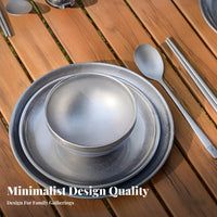 304 Stainless Steel Outdoor Tableware Set, Portable Camping Dinnerware, Bowl, Plate, Mug, Chopsticks, Spoon