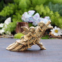 Sleeping Fairy Sisters Figurine Intricate Details for Patio, Flower Pot