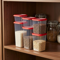 6 Pieces Airtight Food Storage Container Set Transparent Body for Refrigerator