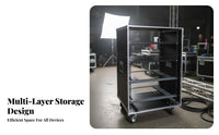Mobile Audio Rack Locking Casters Mobile Equipment Case Removable Front and Rear Doors Rolling Audio Rack for Artists, DJs, Live Performance, Stage