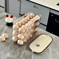 Egg Storage Box Clear Egg Organizer with Handle Space-Saving for Kitchen Countertop