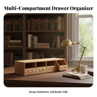 Multi-Drawer Book Rack With Drawers Desktop Hutch No Assembly Required
