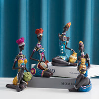 African Woman Resin Figurine for Home Decor, Modern Art Style