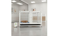 Heavy Duty Breeding Cage Double Door Multi-Tier Animal Kennel Easy to Removable Tray Stackable Pet Cage for Veterinarians, Grooming Salon