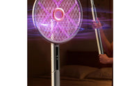 Rechargeable Telescopic Bug Swatter Long Reach Electric Bug Swatter Metal Mesh Bug Exterminator Racket Handheld