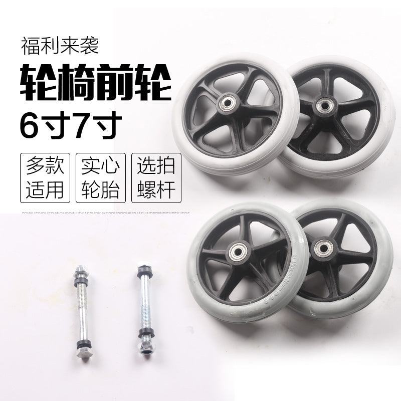 Wheelchair Front Wheel 6/7/8 Inch Swivel Caster with Solid Rubber Tire