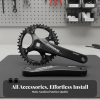 Mountain Bike Crankset High-Strength Aluminum Alloy Mountain Bike Crank Arm Set Narrow-Wide Tooth Profile Mountain Bike Crank Arms for Cyclists