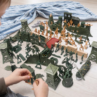 WWII Military Soldier Figures Playset with Aircraft and Battlefield Accessories for Kids