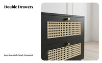 2-Drawer Woven-Front Cabinet Compact Size 2-Drawer Storage Stand Multi-Purpose