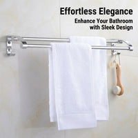 Wall Mounted Towel Rack with Double Bar for Washroom and Shower Room, Aluminium Alloy Bath Holder for Families