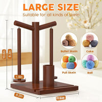 Wooden Yarn Spool Holder Stand Desktop Yarn Base with Solid Wood and Phone Holder