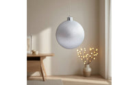 Christmas Ornament with Hanging Cap Glittery Christmas Ball Tree Ornaments Silver