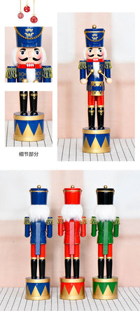 36cm Wooden Nutcracker Soldier with Drum, Christmas Craft Figure