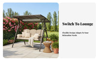 3 Seater Canopy Swing Sturdy Steel Frame 3-Seat Canopy Swing Comfortable Cushions for Families, Homeowners, Backyard, Balcony, Poolside