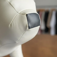 Dog-Shaped Display Mannequin PU Leather Puppy Model Stand Pale Cream