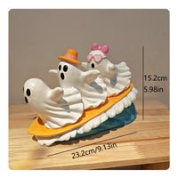 Whimsical Ghost Ornament with Sculpted Base Cute Ghost Figurine Playful Mini for Halloween Party