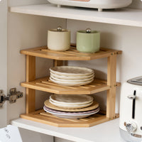 Countertop Display Rack Multi-Functional Tiered Wooden Shelf Rustic