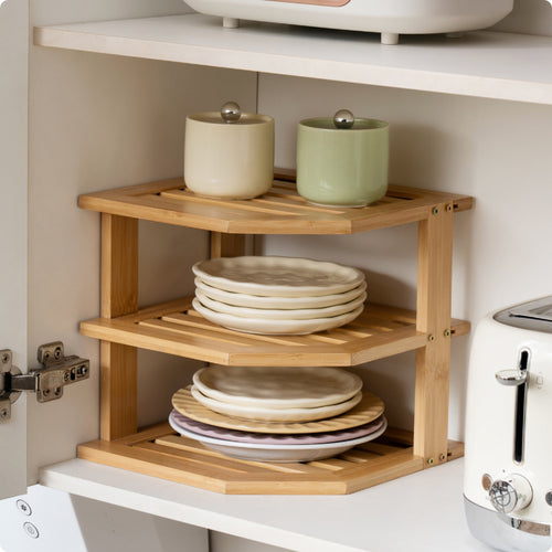 Countertop Display Rack Multi-Functional Tiered Wooden Shelf Rustic