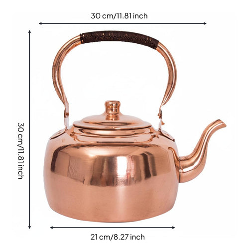 Copper Tea Kettle Polished Finish Stovetop Tea Kettle Curved Spout