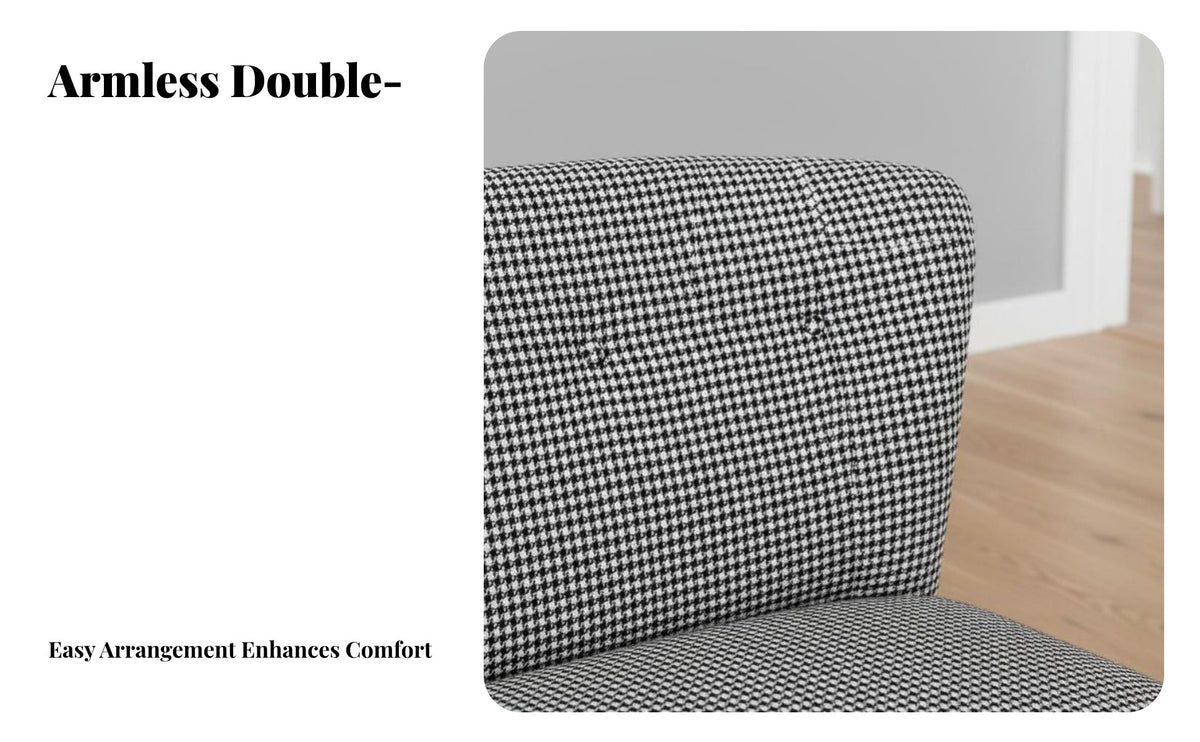 High-Resilience padding Armless 2-Seater Sofa long-lasting Construction Armless Two-Seater Settee Minimalist Design Upholstered Bench Space-Saving for Shop Owners, Apartment Dwellers, Homeowners, Living Room, Bedroom, Small Spaces, Lounge Area