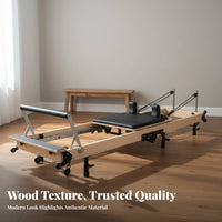 Space Saving Wooden Pilates Core Bed Commercial Grade Solid Wood Pilates Bed Professional Studio-Quality Wooden Reformer Machine High-Density Foam Padding for Fitness Professionals, Mind-Body Practiti Single Rs, Beginners