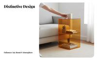 Colored Acrylic Cube Table Built-in Magazine Holder Clear Occasional Table