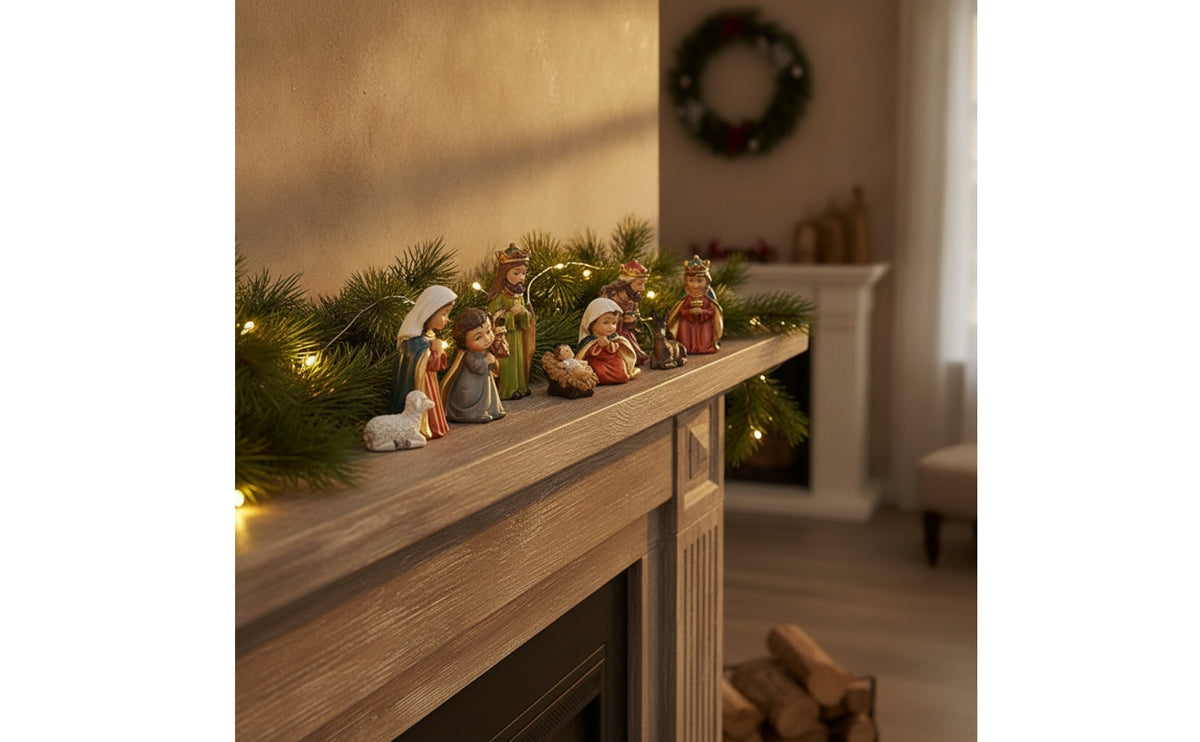 10 Pieces Tabletop Nativity Scene Lightweight Nativity Display with Figurines Hand Painted Ornaments for Collectors, Mantel, Bookshelf, Office Desk