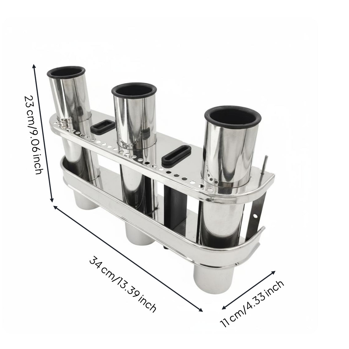 3 Tube Rod Holder Mirror Finish Stainless Steel Rod Rack Easy Install for Anglers