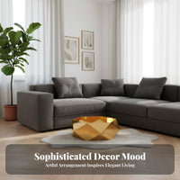 Faceted Base Table Gold Finish Living Room Furniture Minimalist Aesthetic Luxury Design for Homeowners, Business Owners