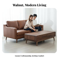 3-Seater Wooden Frame Sofa sturdy Wood Construction Upholstered 3-Seater Sofa Genuine Leather Upholstery Living Room Furniture for Lounge Area, Bedroom