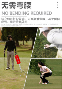 Two-Section Aluminum Tube Golf Ball Retriever with Cloth Bag, Large Capacity, Portable, No Bending
