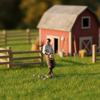 2 Pieces Farm Figurine Realistic Feature 1/64 Scale Miniature People